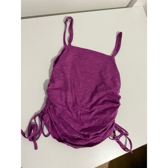 $100 New Goldie Lewinter Pink Side Ruched Tank - Pima cotton - Small - Picture 1 of 3
